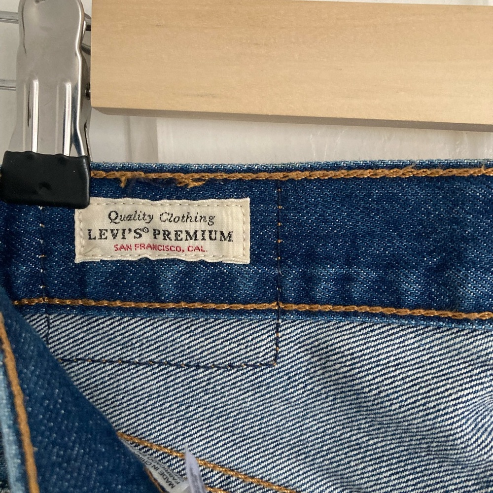 Levi's 501 Premium Denim High Waisted Colorblock Yellow Zip Ankle Jeans - Picture 2 of 4